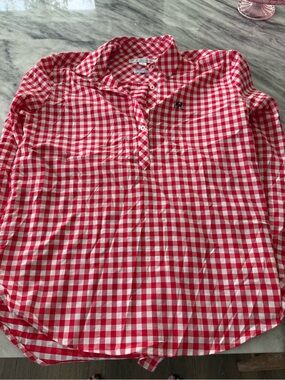Southern Tide Red and White Gingham Button-Down Shirt